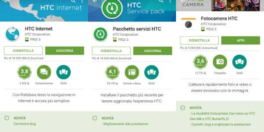 Aggiornamento su Play Store per Fotocamera HTC