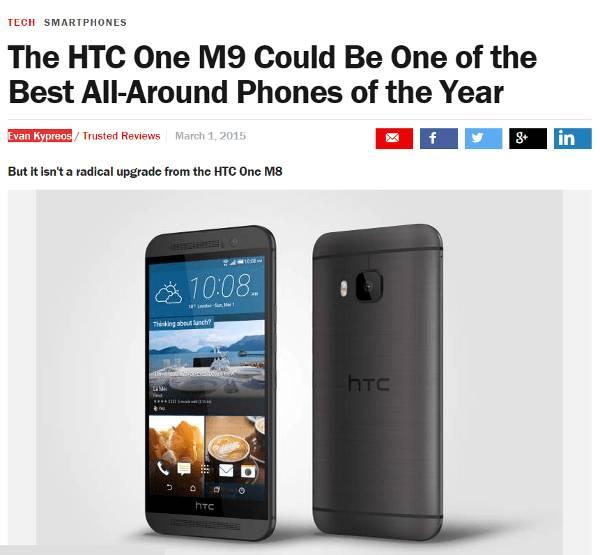 HTC One M9: miglior smartphone All-Around per Time Magazine