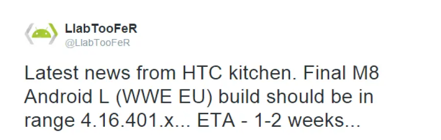 Android Lollipop su HTC One M8 tra 1 o 2 settimane